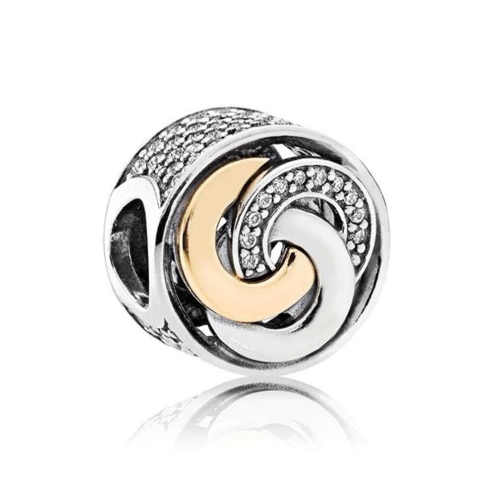 Retired Authentic Pandora Interlinked Circles Charm with gold 14k 585 & 925 Flaw